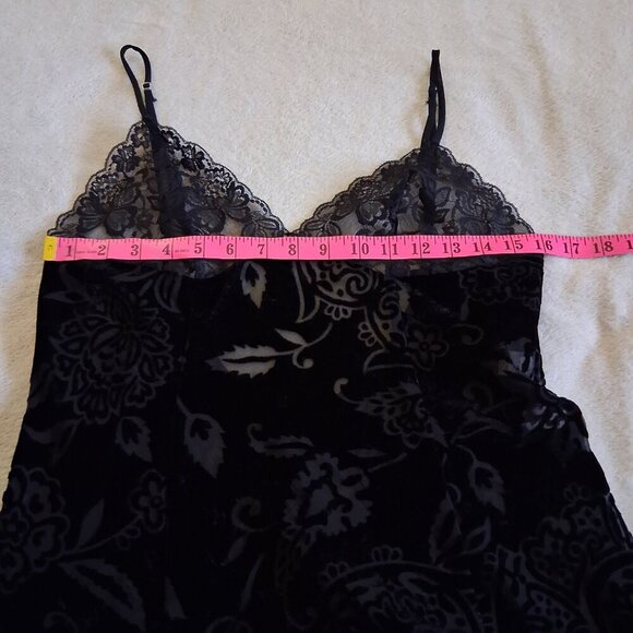 Frederick's of Hollywood Women's M Black Burnout Velvet Lace Y2K Mini Chemise - Picture 13 of 15